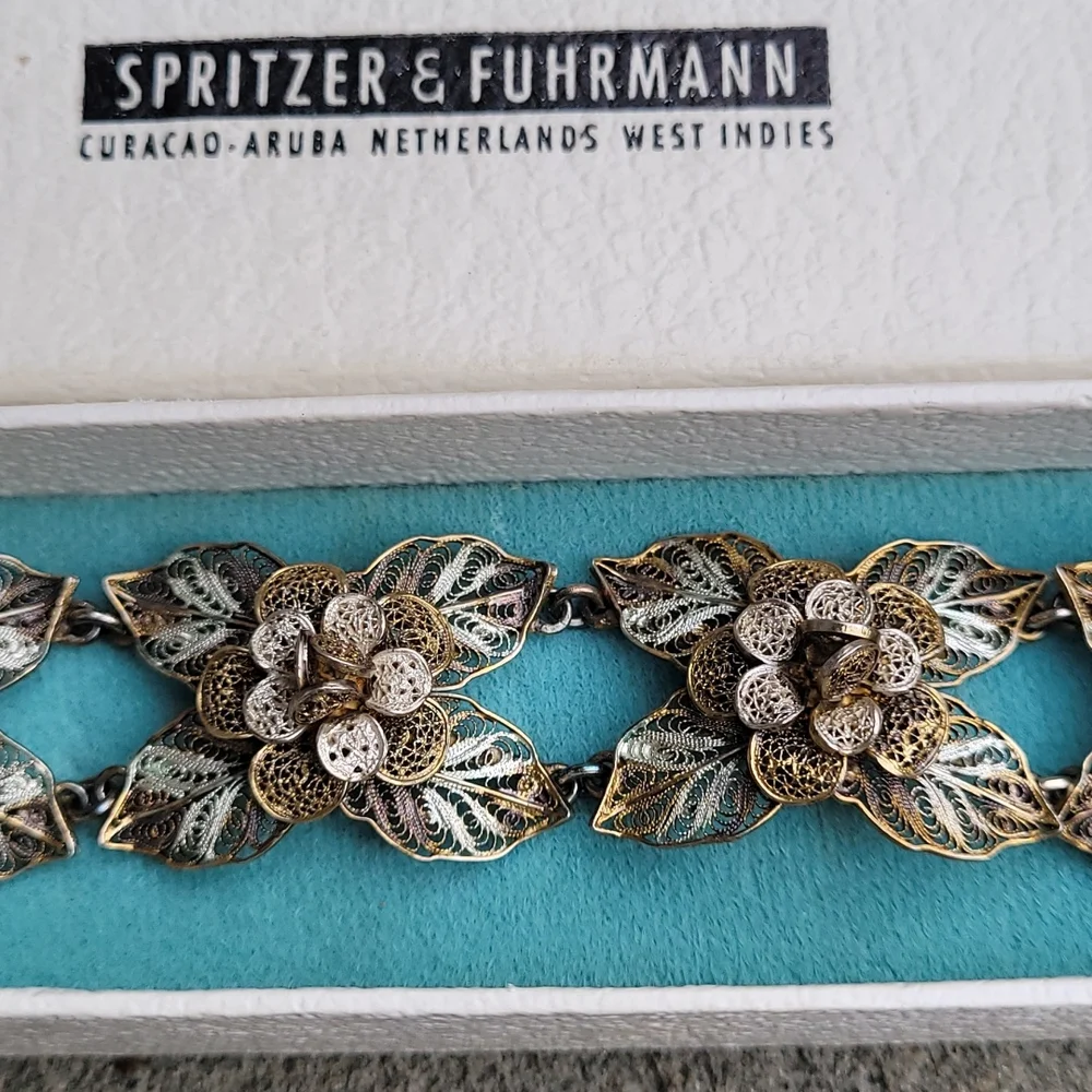 MCM Filigree linked floral rosette bracelet Spritzer & Fuhrmann - Picture 6 of 16
